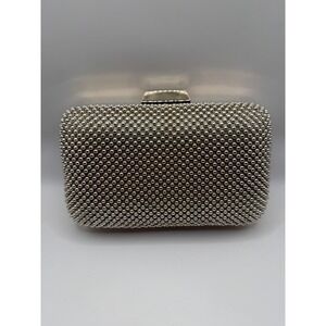 Olga Berg Embellished Clutch Evening Bag Gold Chain Rhinestone Studded